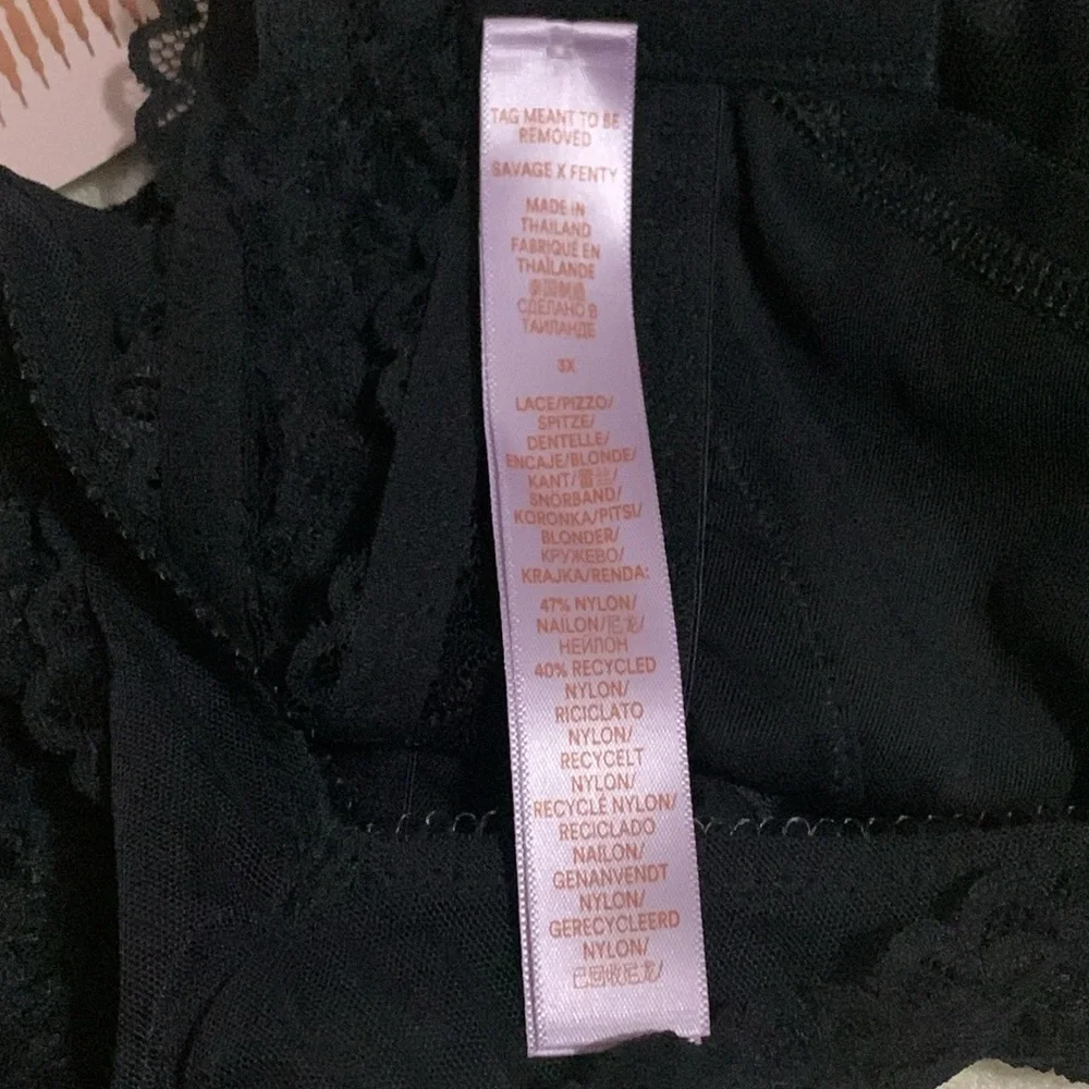 NWT Savage X Fenty Black Lace Mesh Sexy Bralette 3X